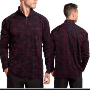 UNRL Camo Knit Quarter Zip Cabernet Camo Mens Size small‎